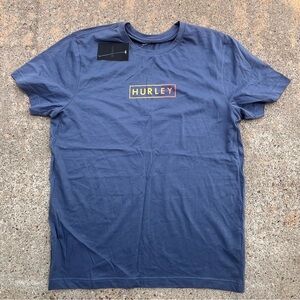 Hurley Men's Navy Tee with Multicolor Logo